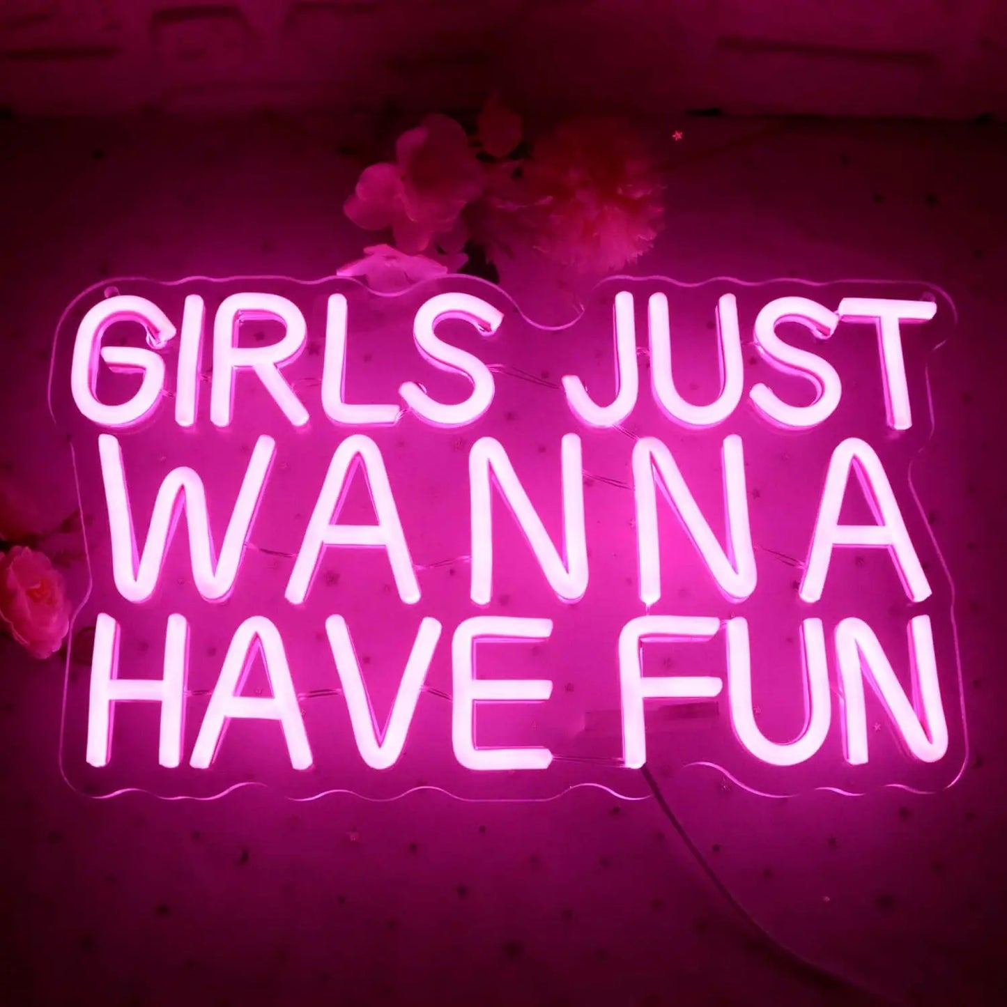 Girls Just Wanna Have Fun Neon Signs LED Neon Light Sign Light Up Neon Signs Wall Decor for Wedding Party Teen Bedroom - WATTSGOOD