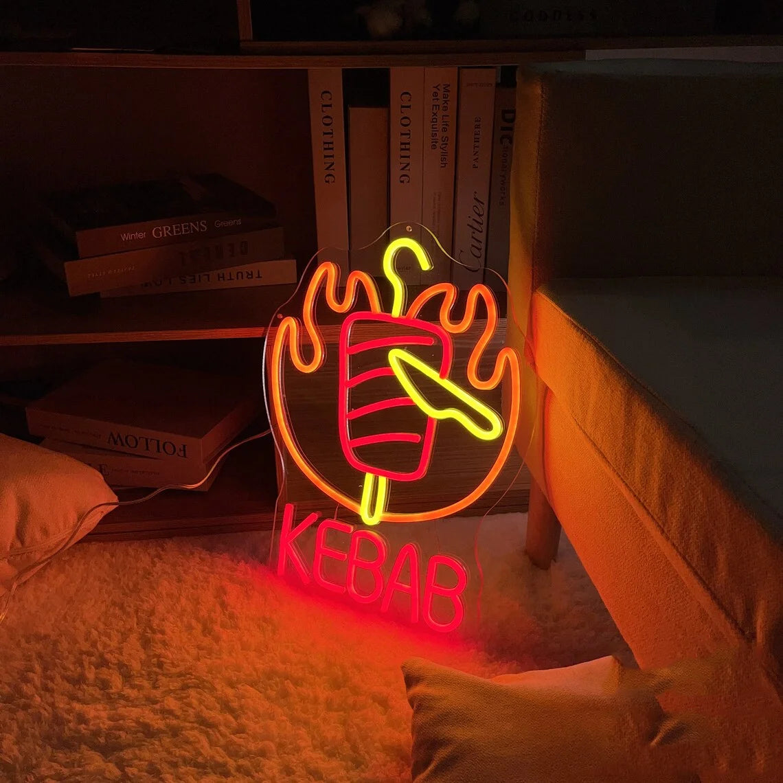 Kebab Neon Sign – LED Shawarma Restaurant Wall Art Light - WATTSGOOD