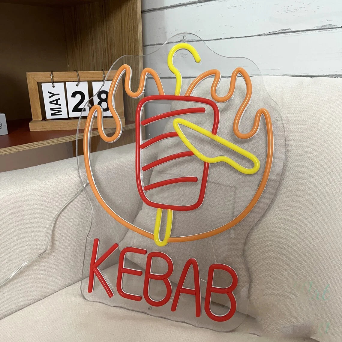 Kebab Neon Sign – LED Shawarma Restaurant Wall Art Light - WATTSGOOD