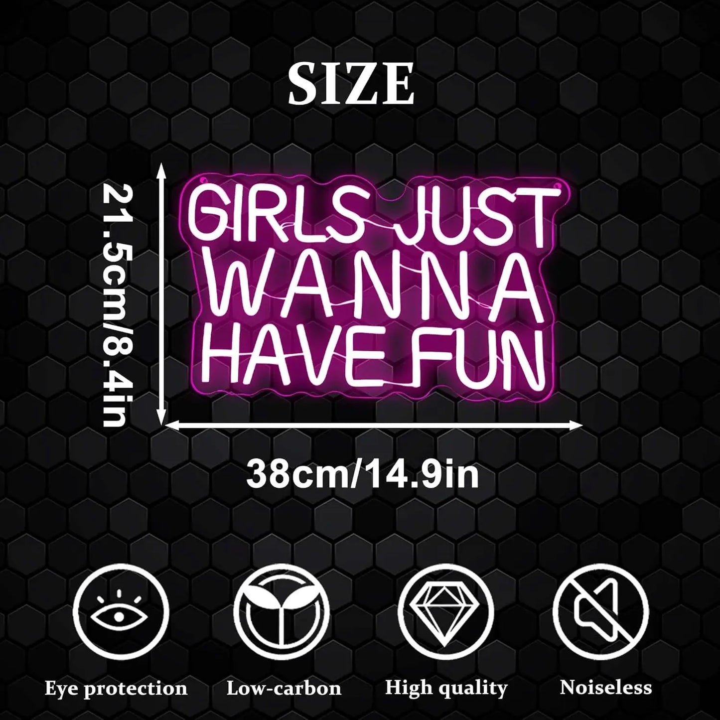 Girls Just Wanna Have Fun Neon Signs LED Neon Light Sign Light Up Neon Signs Wall Decor for Wedding Party Teen Bedroom - WATTSGOOD