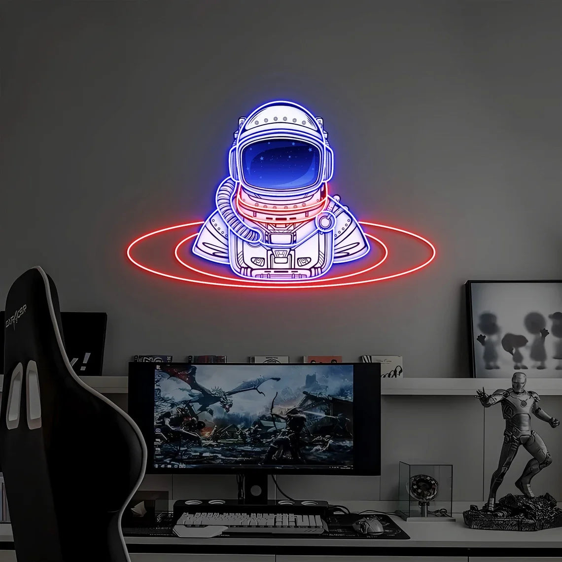 Spaceman Neon Sign, Astronaut Art Decor, Cosmonaut Neon Sign Art, Custom Neon Sign, Spaceman Wall Decoration - WATTSGOOD
