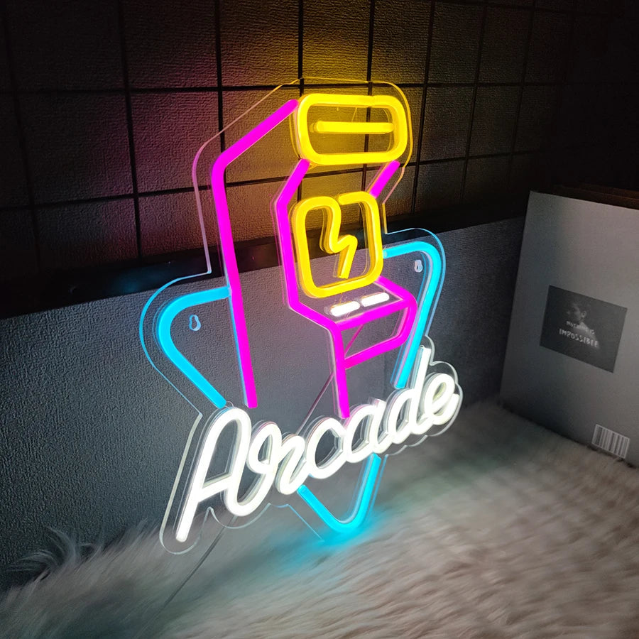 Neon Sign Of Arcade, Led Sign Of Color Game Machine, Usb Power Supply Switch, Used For Game Room, Man Cave And Room Decor. - WATTSGOOD
