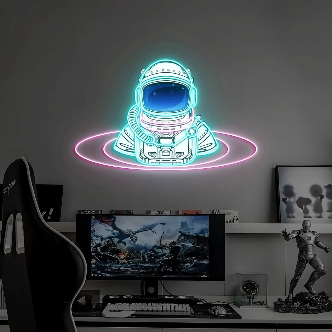 Spaceman Neon Sign, Astronaut Art Decor, Cosmonaut Neon Sign Art, Custom Neon Sign, Spaceman Wall Decoration - WATTSGOOD