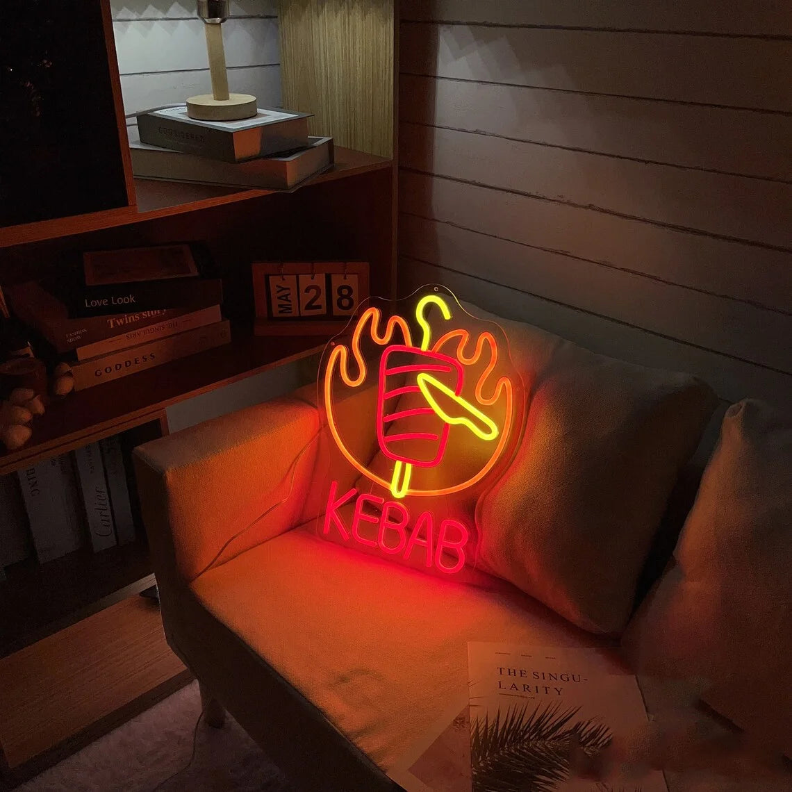 Kebab Neon Sign – LED Shawarma Restaurant Wall Art Light - WATTSGOOD