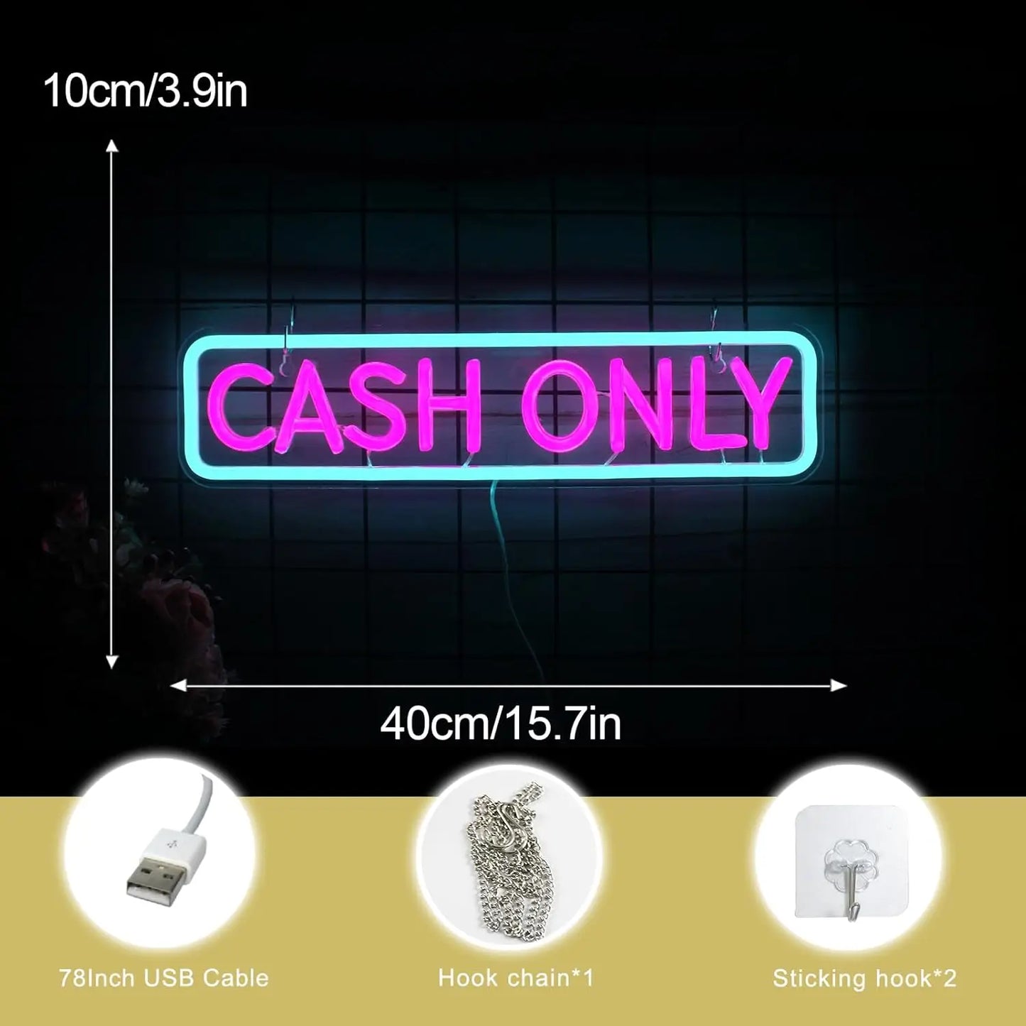 CASH ONLY LED NEON SIGN - WATTSGOOD