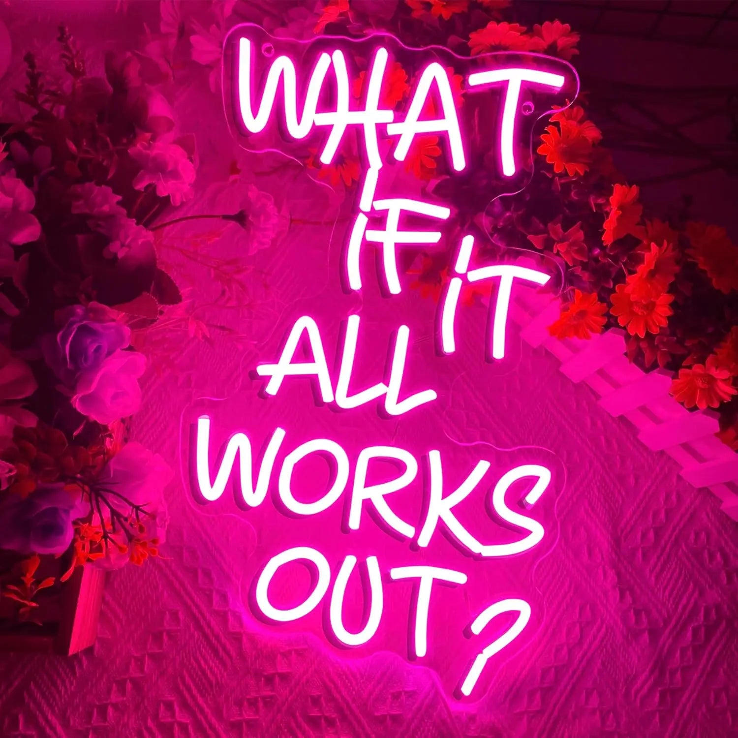What If It All Works Out Neon Sign for Wall Decor Neon Light Sign for Game Room Office Reading Birthday Room Bar Decor Gift - WATTSGOOD