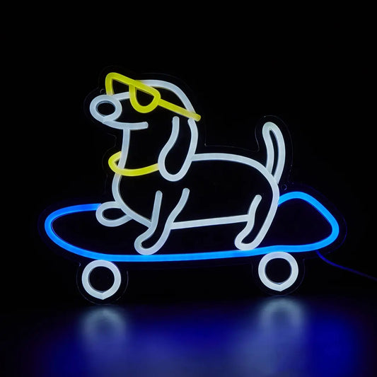 Skating Dachshund LED Neon Sign - WATTSGOOD