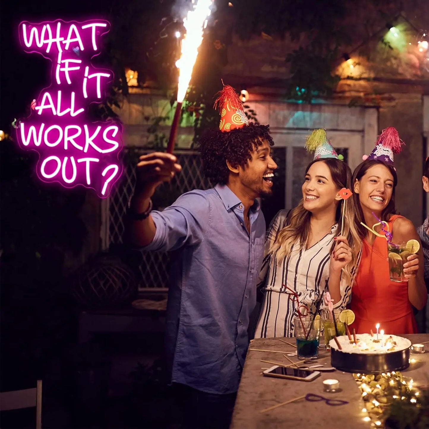 What If It All Works Out Neon Sign for Wall Decor Neon Light Sign for Game Room Office Reading Birthday Room Bar Decor Gift - WATTSGOOD