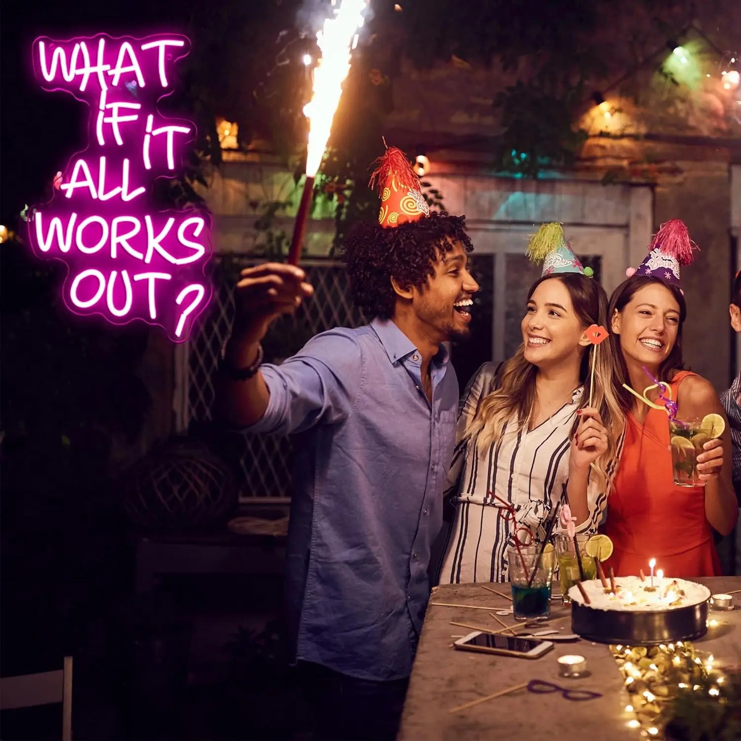 What If It All Works Out Neon Sign for Wall Decor Neon Light Sign for Game Room Office Reading Birthday Room Bar Decor Gift - WATTSGOOD