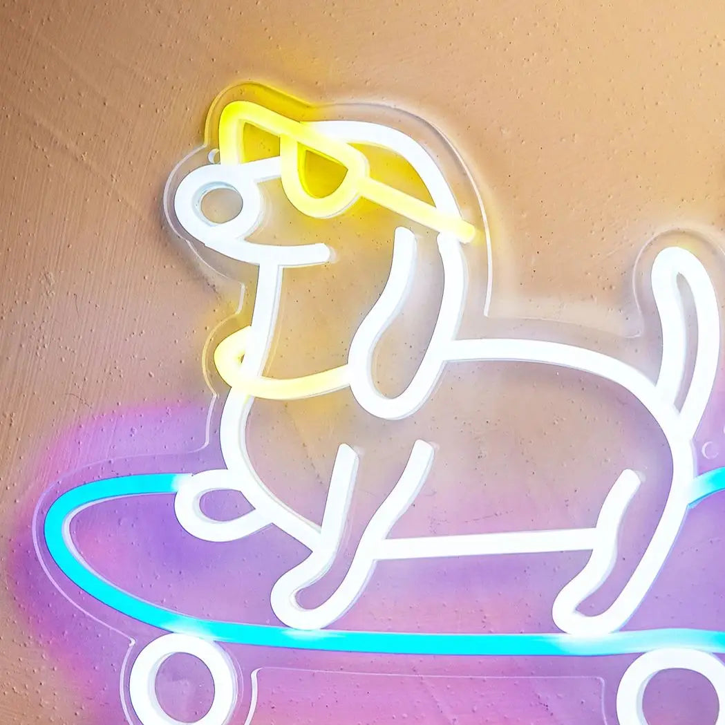 Doghnuts Led Logo Skating Dachshund LED Neon Sign | WATTSGOOD