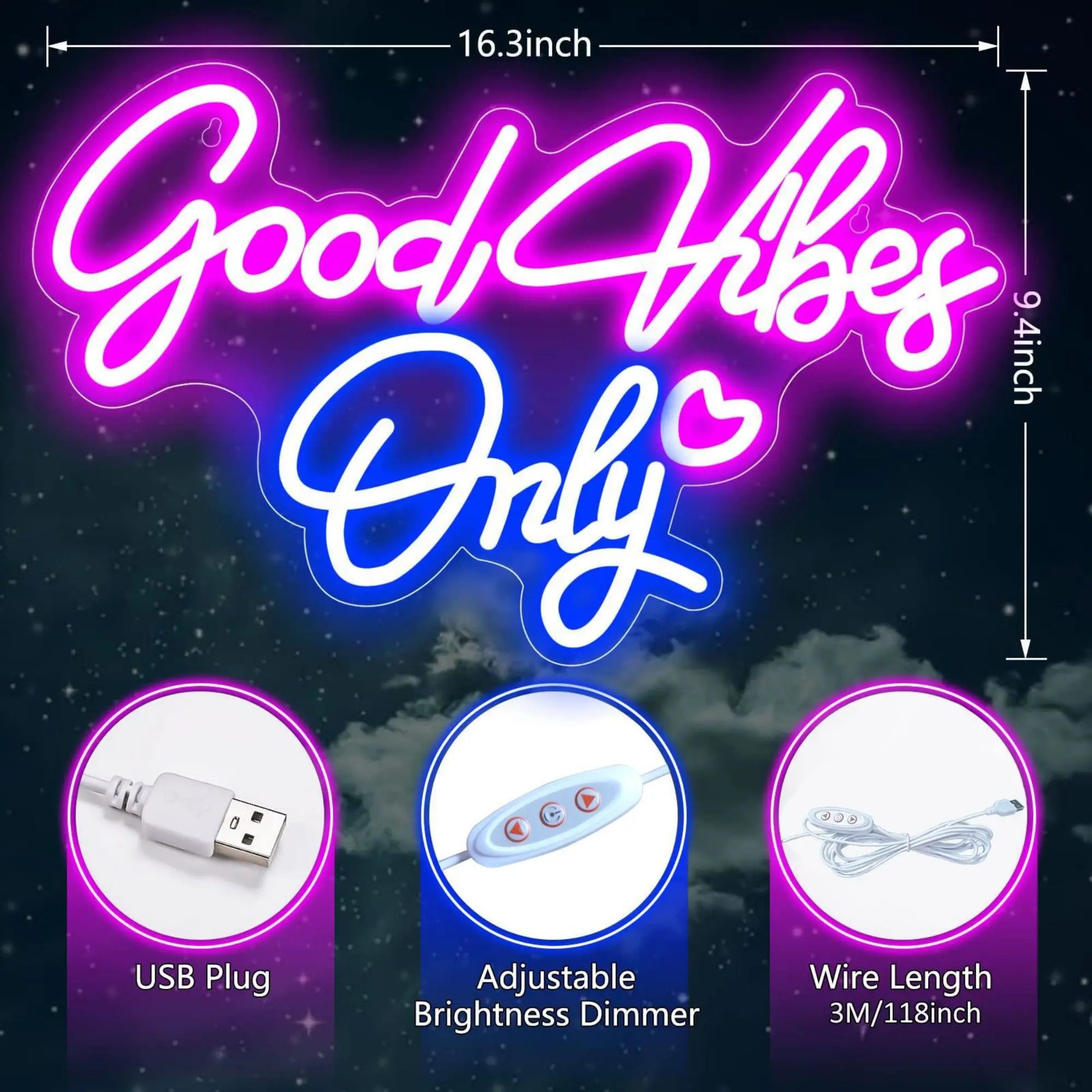 Good Vibes Only Neon Sign - WATTSGOOD